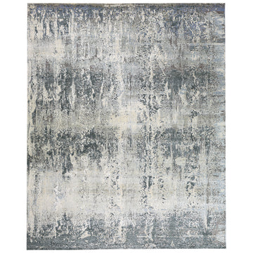 Modern Wool & Silk Grey Handknotted Rug