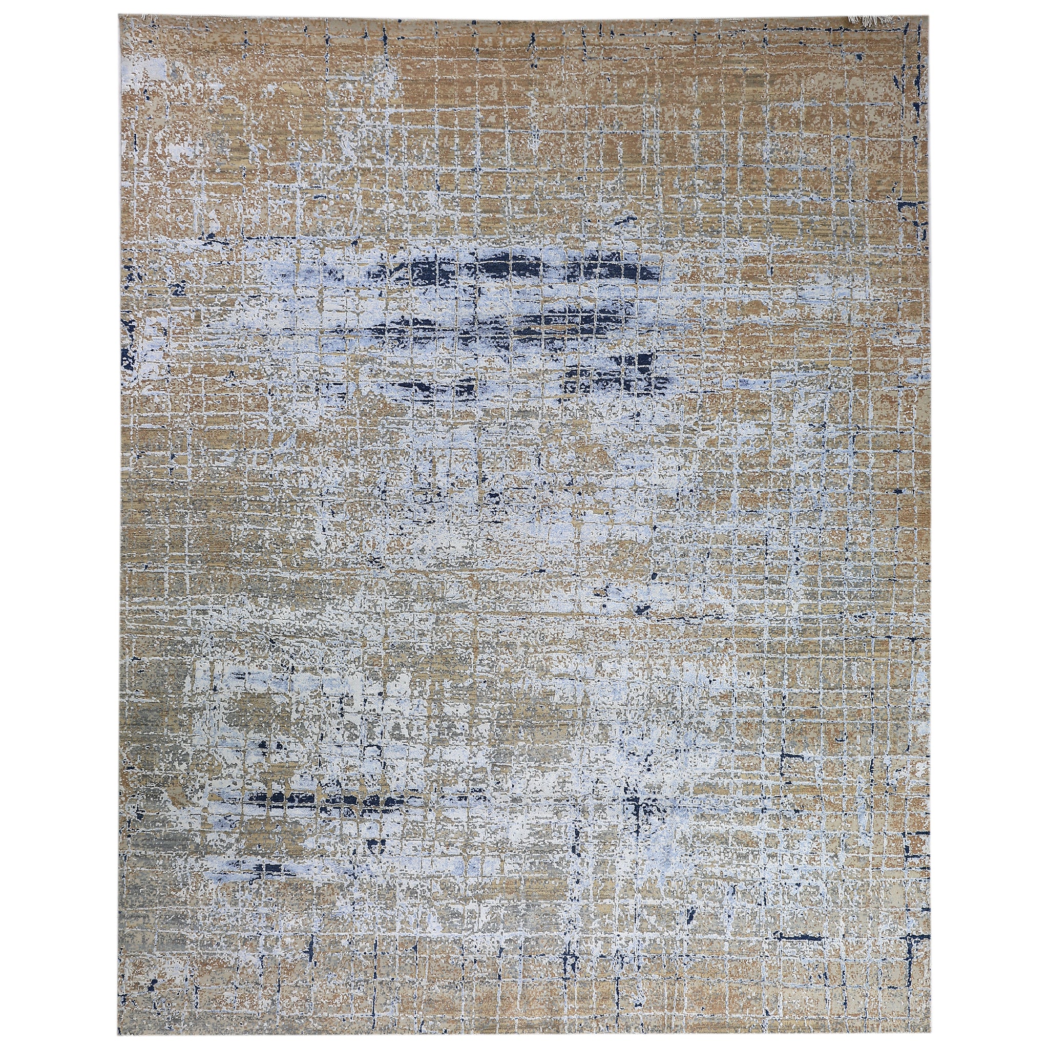 Modern Wool & Silk Grey Handknotted Rug