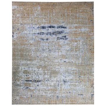 Modern Wool & Silk Grey Handknotted Rug