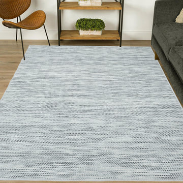 Neptune Hand Woven Wool & Viscose Rug - Silver