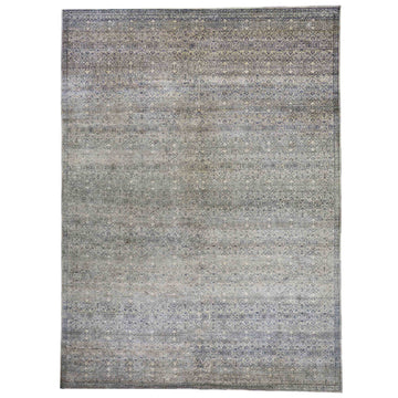 Transitional Silk Green Handknotted Rug