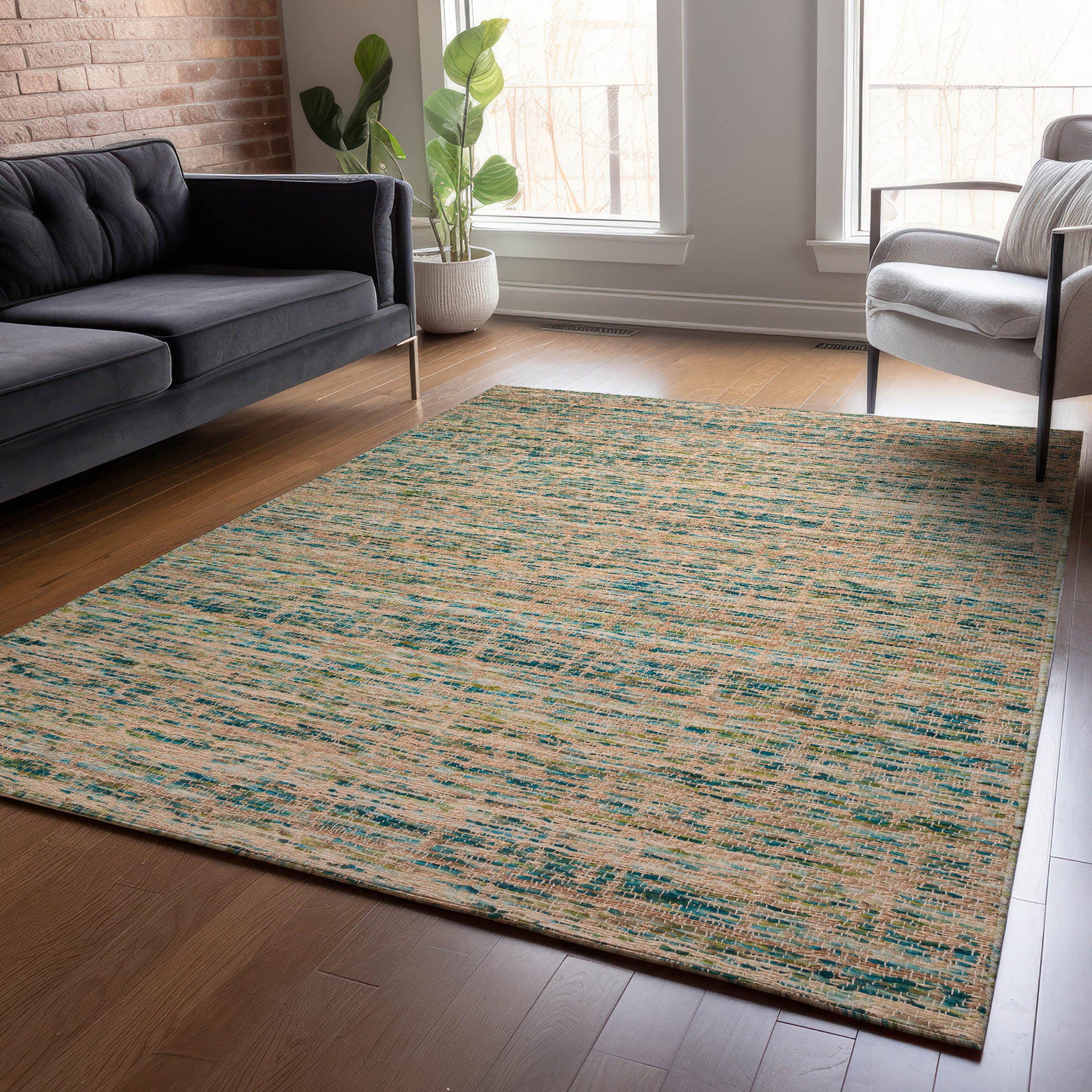 Thar Hand Woven Wool & Jute Rug - Teal